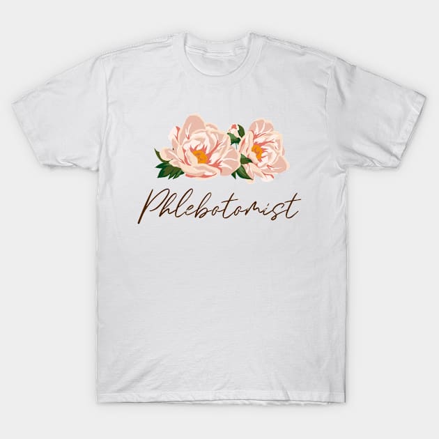 Phlebotomist - boho wild rose Design T-Shirt by best-vibes-only